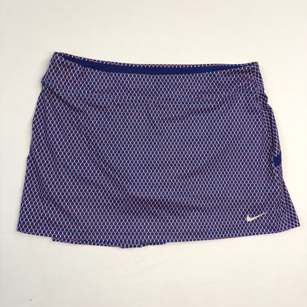 Nike Golf Dri-FIT Skort Womens XL Blue Geometric Pleated Skirt Tennis Pickleball